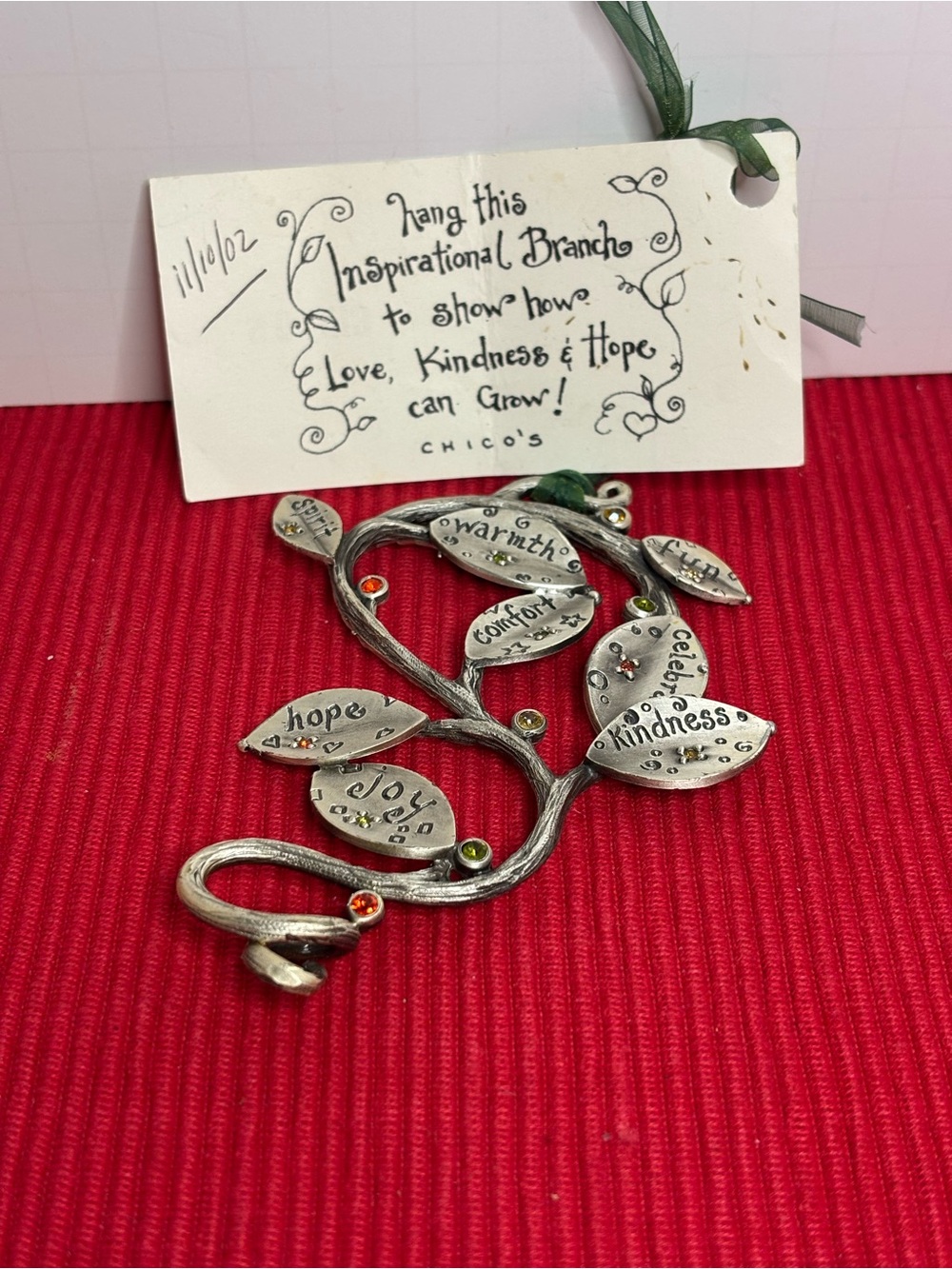 Chico's Silver-Tone Inspirational Branch Pendant with Multi-Gem Accents